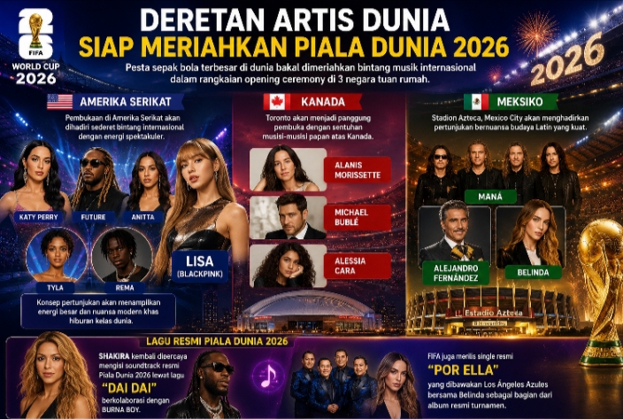 Deretan Artis Dunia Siap Meriahkan Piala Dunia 2026, dari Katy Perry hingga LISA BLACKPINK