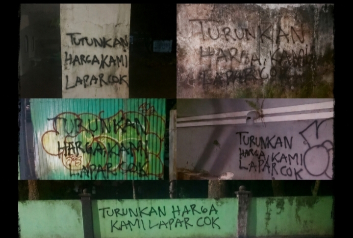 Tulisan "Turunkan Harga Kami Lapar Cok" Muncul di Sejumlah Titik Kota Malang, Cerminan Keresahan Warga